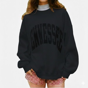 Sweatshirts à col montant en tricot long pour femmes, personnalisés, en coton mélangé vintage, écologiques, logo frontal, vente en gros - Product Image 4