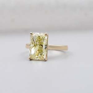 IGI Certified Radiant Cut Fancy Yellow <b>Diamond</b> <b>Ring</b> Engagement 4 Prong Solitaire <b>Ring</b> - Product Image 3