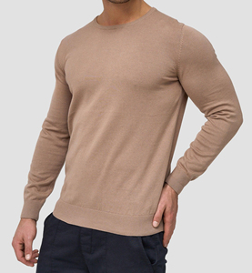 Luxe hommes 100% coton col rond à manches longues sweat respirant col montant conception unie pour l'hiver plaine teint personnalisé - Product Image 3
