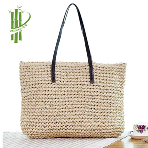 Bolso de Hombro de Lona Tejida con Cierre de Cremallera, Gran Capacidad, para Playa, Viajes, Compras, Casual, para Mujer - Product Image 1