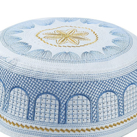 Gorro Kufi Musulmán Personalizado al por Mayor, Bordado, Transpirable, para Adultos, con Estampado Islámico, Parte Superior Plana, Gorro Islámico Étnico para Todas las Temporadas