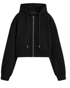 Sudadera con Capucha Corta Negra para Mujer, Sudadera con Capucha y Cordón, Manga Larga, Informal, Ropa de Calle, Top de Moda de Invierno para Damas - Product Image 1