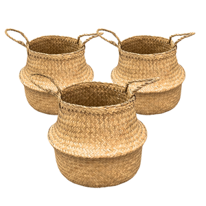 TOP SEARCH Cesta de almacenamiento de algas marinas tejida ecológica de Vietnam perfecta para organizar la colada y las plantas - Product Image 1