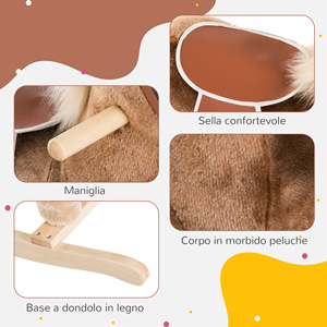 HOMCOM 74 × 33 × 62cm Peluche Cheval à Bascule en Bois pour Enfants Jouet Animal - Product Image 5