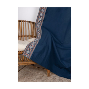 ผ้าม่านกันแสงสีน้ำเงินหรูหรา ขนาด 52x90 นิ้ว 260GSM พร้อมซิปเพื่อความเป็นส่วนตัว ผลิตจากผ้าฝ้ายรีไซเคิล สำหรับห้องนอนระดับพรีเมียม จำหน่ายส่งจำนวนมาก - Product Image 1