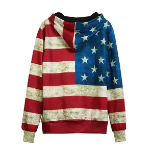 Sudadera con capucha con logotipo personalizado para mujer, prenda deportiva con estampado de bandera, a la moda, OEM - Product Image 2