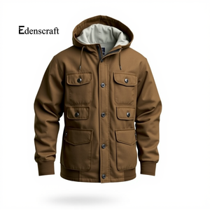 เสื้อแจ็คเก็ตผ้าแคนวาสสำหรับผู้ชาย มีฮู้ด สำหรับฤดูหนาว หนา ทนทาน กันน้ำ กันลม เหมาะสำหรับอากาศหนาว ให้ความอบอุ่น สวมใส่สบายสำหรับกิจกรรมกลางแจ้ง - Product Image 1
