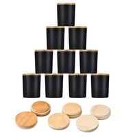 2023 gros noir mat vide bougeoirs en verre pot avec couvercle pour faire des bougies