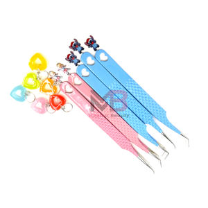 Pinzas de pestañas inclinadas personalizadas, buen agarre, múltiples colores, acero inoxidable, pinzas de extensión de pestañas a granel, juego de pinzas de pestañas - Product Image 6
