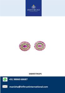 Pendientes de tuerca para mujer con tachuelas de piedra multicolor en tono dorado plateado estilo Vintage 925, regalo de aniversario para uso diario al mejor precio - Product Image 2