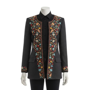 Blazer d'automne brodé à la main antistatique polyester coton tissu formel tenue décontracté léger confortable veste pour hommes - Product Image 1