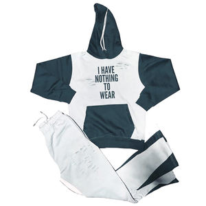 Conjuntos de chándal de entrenamiento de la mejor calidad para hombre Sudaderas con capucha desgastadas con lavado ácido y chándal acampanado apilado en colores sólidos - Product Image 5