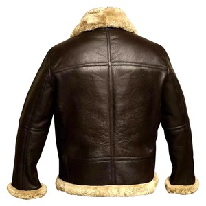 Men's Genuine Sheepskin <b>Shearling</b> B3 <b>Bomber</b> <b>Jacket</b> – Real Sheep Fur Leather Winter Aviator <b>Jacket</b> - Product Image 2