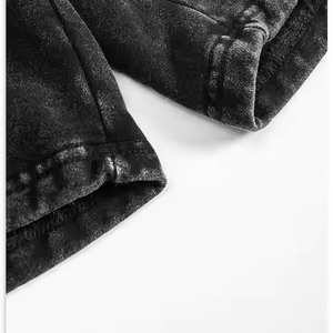 00% algodón lavado con ácido de doble cintura personalizado Rhinestone Logo Sudadera con capucha de gran tamaño moda OEM ODM Streetwear - Product Image 5