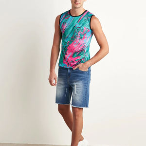 Débardeur de sport pour homme en coton tricoté vintage, imprimé par transfert thermique, respirant, pour la musculation, l'exercice et le fitness, vente en gros - Product Image 2