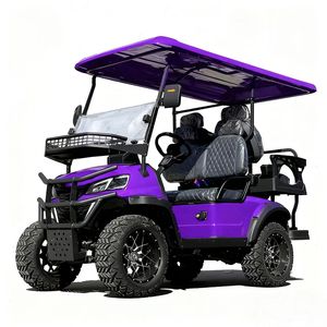 Voiturette de golf électrique 4 places violette 48V/72V tout-terrain avec toit et panier avant - Product Image 1
