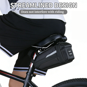 Bolsa de Sillín de Bicicleta Resistente, Portátil, Totalmente Impermeable, 500D+PVC, Correa Ajustable, Cierre de Cremallera, Bolsillo Interior con Cremallera, para Bicicleta de Montaña - Product Image 3