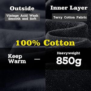 Sweat à capuche délavé à l'acide pour hommes et femmes unisexe surdimensionné Vintage sweats à capuche en coton épais pour hommes 2025 nouvelle mode - Product Image 6