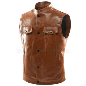 Chaleco de cuero para hombre de alta calidad de etiqueta privada, chaleco de cuero para hombre al por mayor, Chaleco de cuero para hombre hecho a medida - Product Image 2