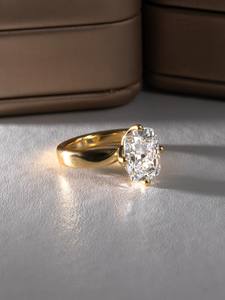 11x9mm Allongé Coussin Coupe CZ Solitaire Bague de Fiançailles en Or | Bijoux de Proposition de Mariée Classique - Product Image 3