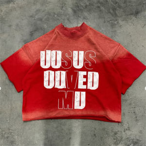 Logo personnalisé 300Gsm poids lourd Boxy coupe ample t-shirts surdimensionnés plaine vierge sérigraphié lavage à l'acide 100% coton T-shirt pour hommes - Product Image 4