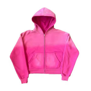 Sweats à capuche vintage 100% coton lavés à la pierre personnalisés pour hommes sweats zippés respirants à manches longues surdimensionnées pour l'hiver - Product Image 3