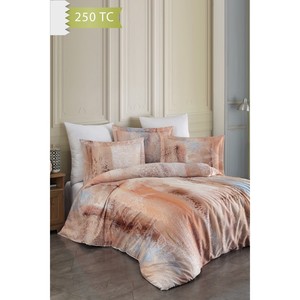 Ensemble de housse de couette Varol 250 TC en mélange de bambou et de coton satiné, taille double, motif vintage - pour usage domestique, collection DELMORE - Product Image 1