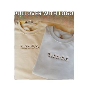 Suéter Personalizado de Gran Tamaño, 100% Algodón, Cuello Redondo, Tejido de Punto, para Invierno, con Logotipo Bordado, Estilo Casual - Product Image 1