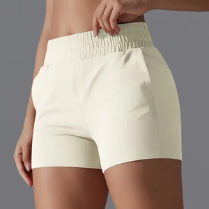 Pantalones cortos para correr de gimnasio con bolsillos y cremallera de secado rápido para mujer, cintura elástica alta, ropa deportiva de compresión para hombre, para verano - Product Image 2