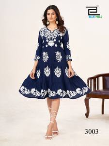 Latest Designer Heavy Rayon Lakhnavi Printed Work <b>Kurti</b> by FabZon - Product Image 4
