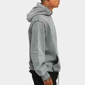 Sudadera con capucha desgastada lavada Oem para hombre, Sudadera con capucha de Hip Hop lavado ácido, ropa de calle, sudaderas con capucha con serigrafía personalizada para hombre - Product Image 5