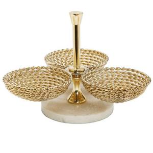 Tazón de regalo dorado de diseñador moderno de lujo, Juego de 3 para frutas secas y serpientes, tazón dorado brillante de metal usado - Product Image 6