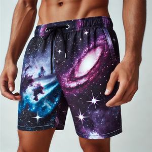 2024 personnalisé OEM impression par transfert de chaleur motif floral toile couleur unie Polyester Shorts hommes 100% coton haute rue en vrac - Product Image 2