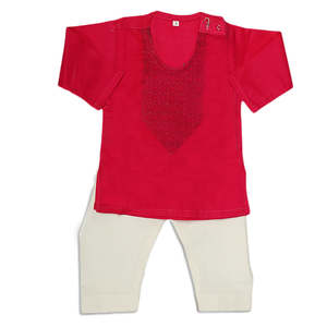 Shalwar Kameez Bordado para Bebés Recién Nacidos - Rosa Oscuro - Product Image 3