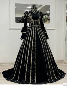 Turkey Bridal Party Designer Kaftan <b>Gown</b> with Satin Fabric Natural Waistline <b>Floor</b>-<b>Length</b> - Product Image 1