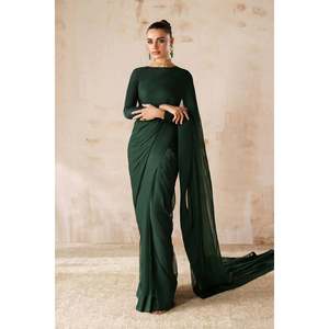 Sari en mousseline uni pour occasions spéciales EN-1220 - Product Image 1