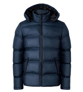 Blouson d'hiver matelassé personnalisé pour homme, coupe ajustée, coupe-vent décontracté en toile, avec emballage personnalisé et impression sur le devant - Product Image 4