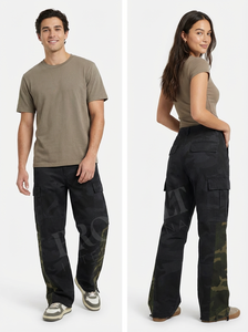 Apparel Custom Clothing Camo Flare Denim Pants Custom Wide Leg Streetwear Multi Pocket Utility Trousers Fashion Denim Pants - Product Image 2