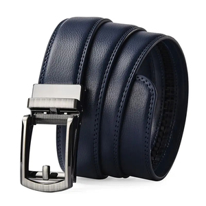 Cinturón Formal de Cuero Genuino para Hombre con Hebilla Rectangular de Acero con Cierre Automático, Diseño Sólido Negro y Duradero - Product Image 4