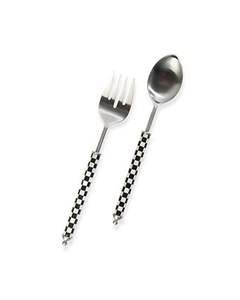 Juego de cubiertos de acero inoxidable con mango de resina, servidor de ensalada, cuchara pequeña grande, tenedor, cuchillo, cubiertos de Metal con espejo para regalo de cena y fiesta - Product Image 3