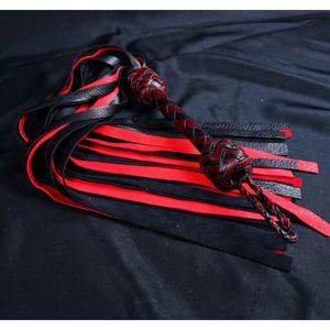 JEXMOO Fouets en cuir faits main personnalisés, outils artisanaux, rouge et noir, nouveauté, 2 ensembles pour adultes, équipement de bondage international - Product Image 2