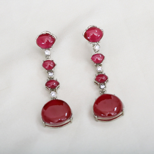 Pendientes de aro de plata y oro hechos a mano con piedras de ónix verde y rubí colores surtidos y diseños al por mayor de mujer - Product Image 2