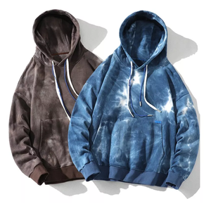 Custom <b>Tie</b>-Dye Printed <b>Zipper</b> Hoodie Men's 100% Cotton Long-Sleeve Casual Thermal Fleece Sweatshirt Winter Embroidered - Product Image 5