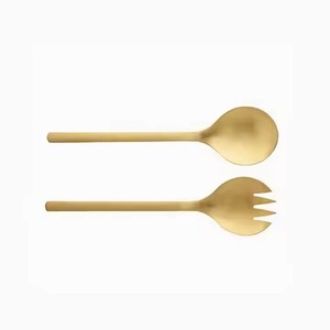 ช้อนส้อมสลัดสแตนเลสชุบทองสำหรับใช้ในบ้านหรือร้านอาหาร - Product Image 3