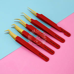 Pince à épiler à pointe en fibre de 45 à 90 degrés Pince à épiler à extension de cils Meilleure pince à épiler méga volume pour extensions de cils Couleur nude - Product Image 1