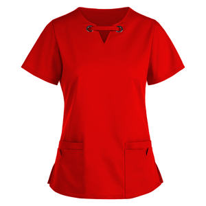 Usine directe femmes uniforme col en V haut infirmière Logo personnalisé tailles hôpital médical clinique Spa Salon prix de gros ensemble de gommage - Product Image 4