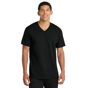 Camiseta Casual de Verano para Hombre, Color Sólido, Cuello en V |   Camiseta Informal de Algodón de Manga Corta y Tela Suave - Product Image 1