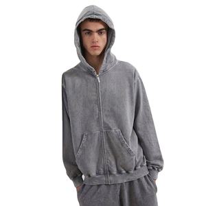 Sweat à capuche homme en coton vintage streetwear, coupe oversize, délavé à l'acide, effet usé, avec logo personnalisé, pour universités et fraternités - Product Image 1