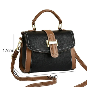 2025 à la mode femmes PU sac à main dernier Style couleur bloqué sac à bandoulière fermeture éclair personnalisable Logo motif solide - Product Image 2