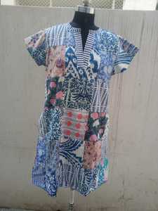 เดรสแม็กซี่ผ้าฝ้ายลายปะติดสไตล์ใหม่สำหรับผู้หญิง พิมพ์ลายด้วยมือ สไตล์ลำลอง เหมาะสำหรับใส่ในชีวิตประจำวันช่วงฤดูร้อน - Product Image 2